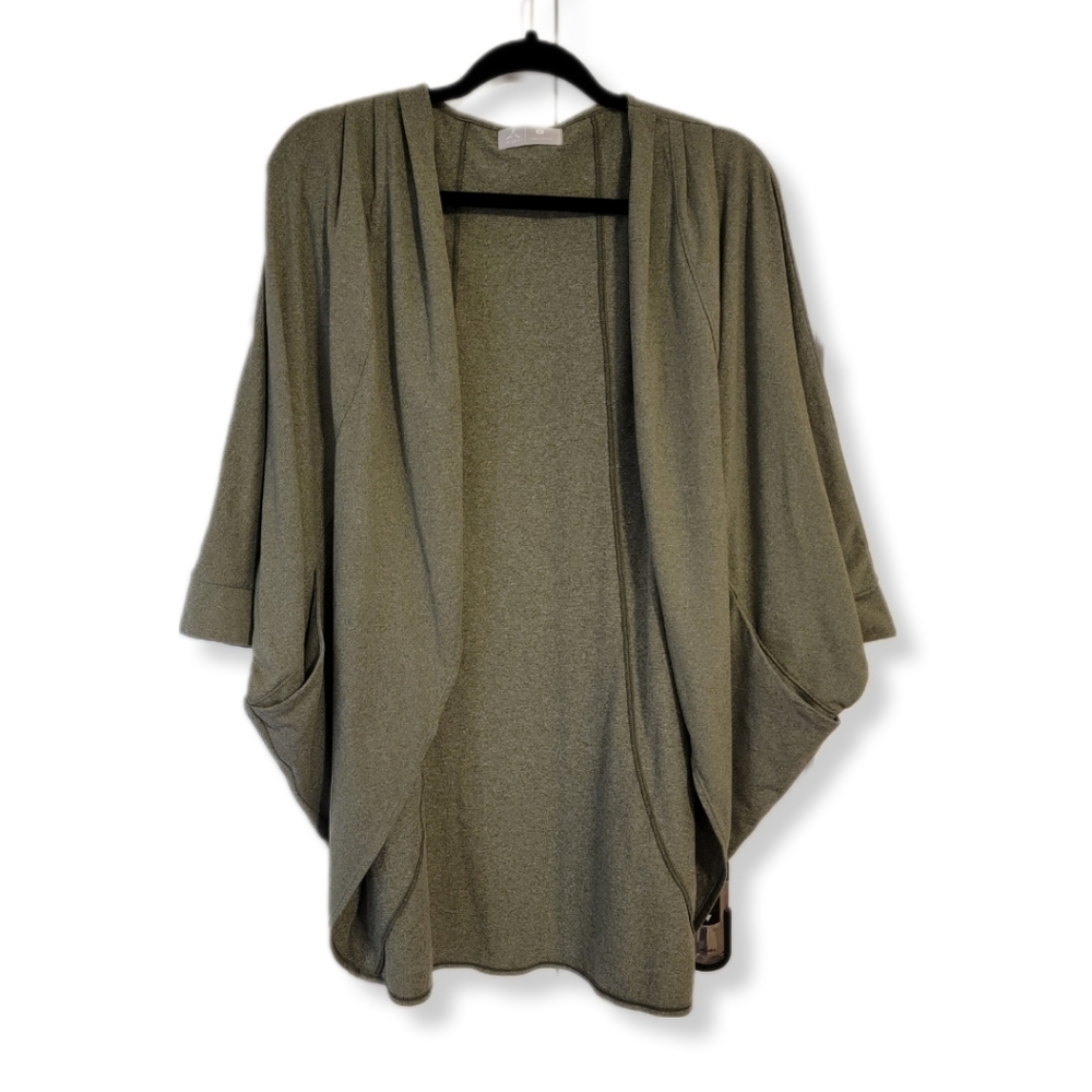 Women's ASPIRE Medium Heathered Gray Circle Cardigan Open Front Yoga Jacket